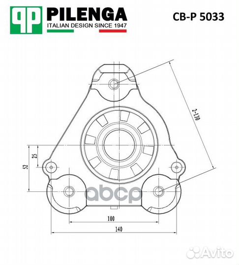 Верхняя опора стойки амортизатора левая без под