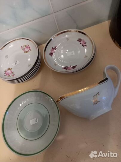 Блюдца 5шт.,3шт. И1шт. Исоусник.вербилки идулево