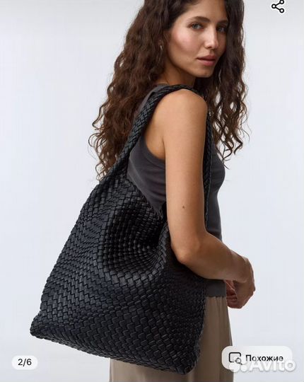 Сумка плетёная чёрная