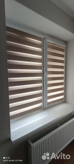 Рулонные шторы зебра стандарт коричневый