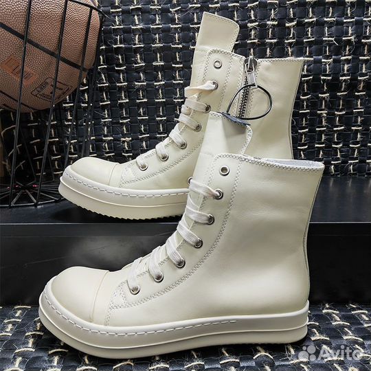 Кроссовки Rick owens mainline leather ramones high