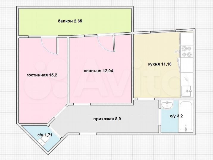 2-к. квартира, 54,9 м², 6/24 эт.