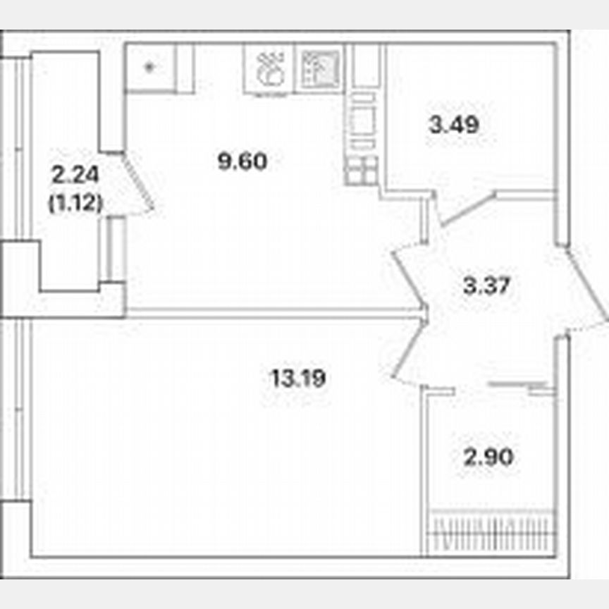 1-к. квартира, 33,7 м², 12/12 эт.