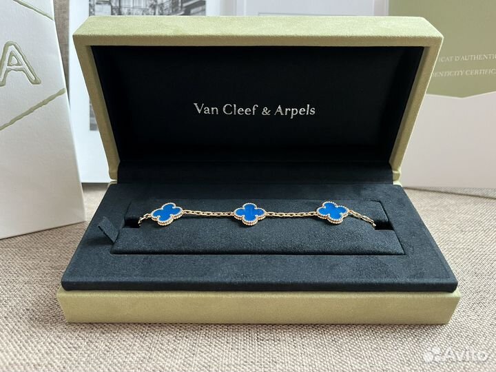 Браслет Van Cleef Alhambra Vintage голубой