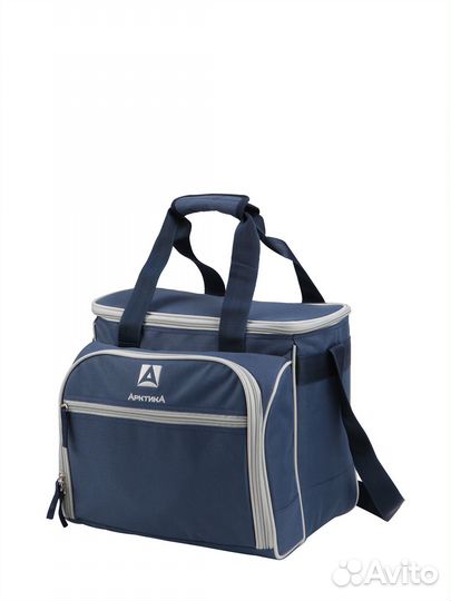 Синяя сумка-холодильник С набором посуды на 3 чел