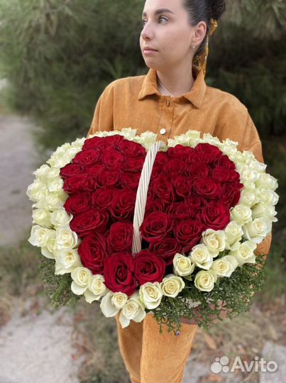 101 Роза, в корзине, доставка цветов