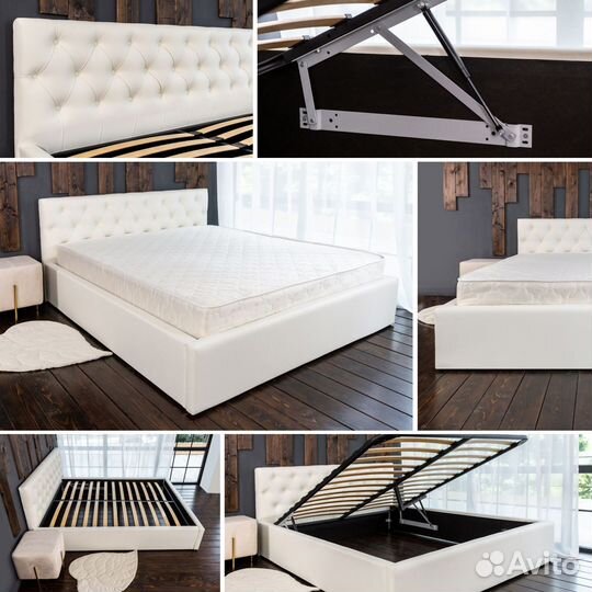 Кровать с матрасом 140х200 Барселона белая