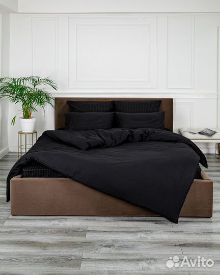 Постельное белье Софи Черный новое страйп-сатин