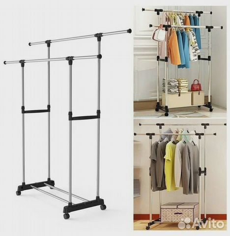 Вешалка напольная 2 в 1 для одежды и обуви