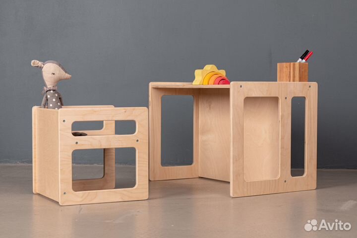 Детский стол и стул растущие / куб Монтессори