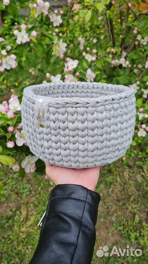 Вязаные корзинки ручной работы
