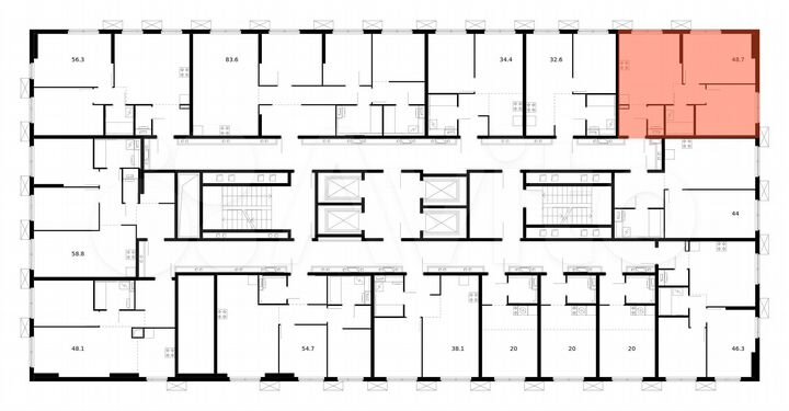 2-к. квартира, 48,7 м², 32/33 эт.