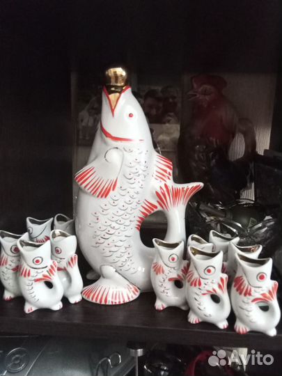 Графин и 11 стопок рыбки СССР