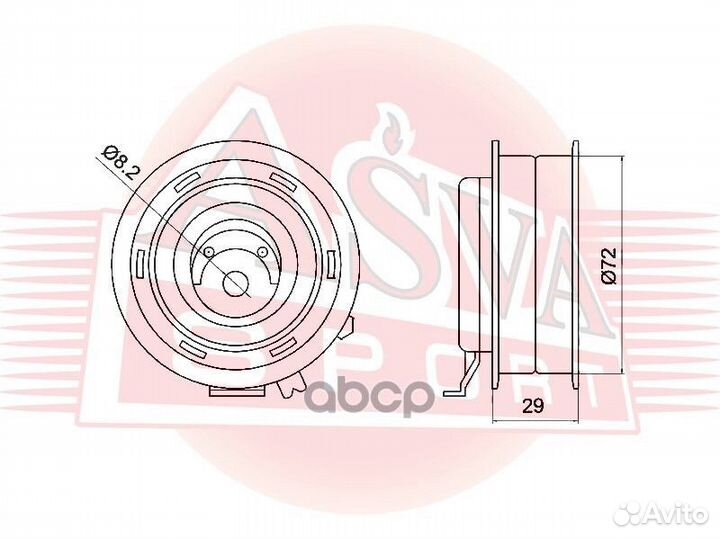 Ролик натяжной ремня грм перед Asva PB7124