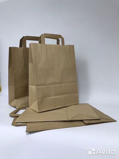 Пакеты бумажные с ручками и без ручек(шаурма и др)