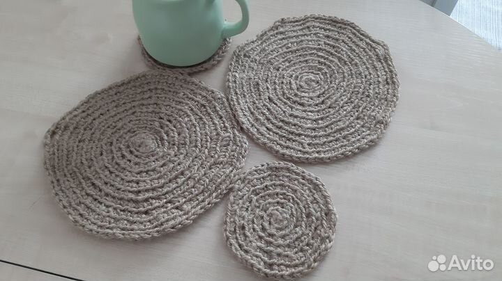 Комплект салфеток из джута, 4 штуки, новые