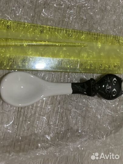 Кружка с ложкой киска керамика