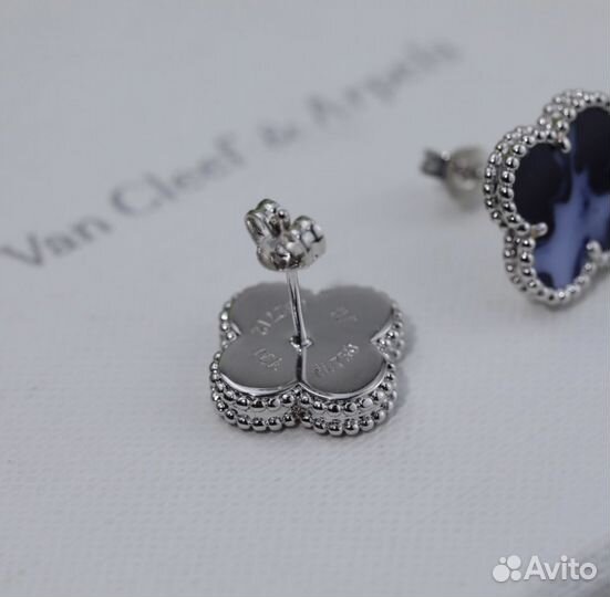 Серьги пуссеты золото van cleef aprels