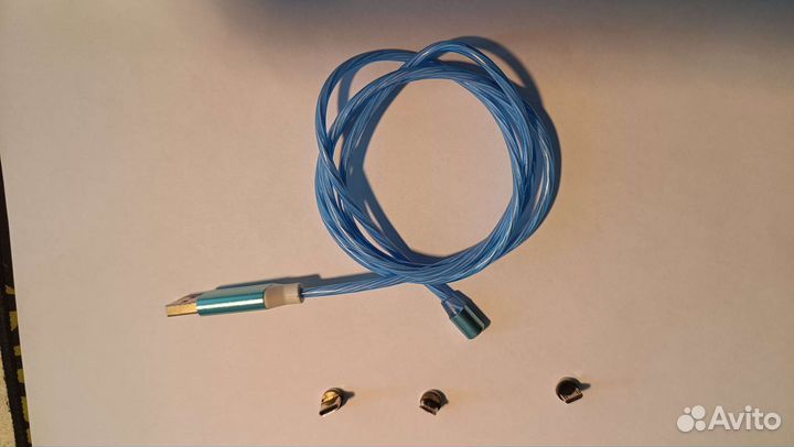 Светящийся магнитный кабель USB Type-C, Micro-USB