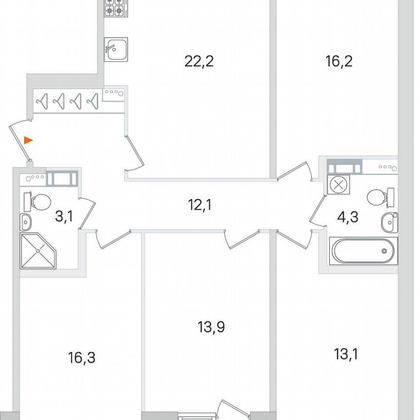 4-к. квартира, 103 м², 2/4 эт.