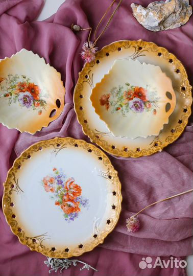 Антикварные фарфоровые тарелки blush ivory Австрия