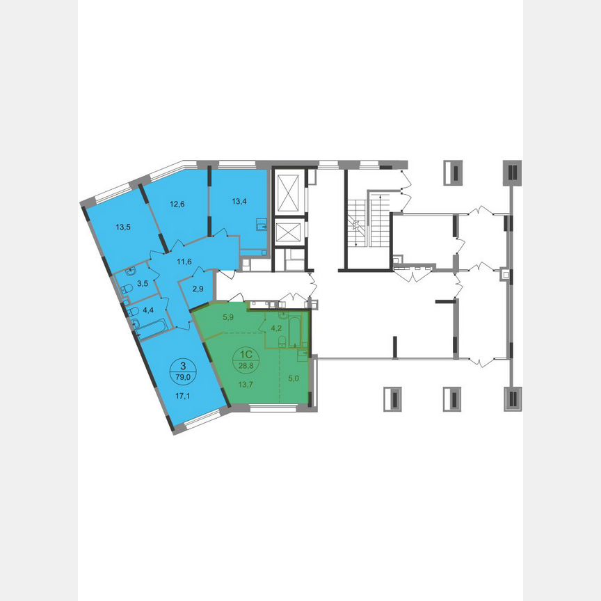 Квартира-студия, 28,8 м², 1/17 эт.