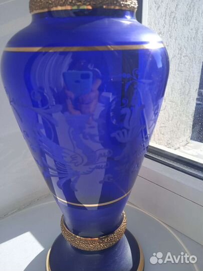 Ваза Богемия Чехословакия цветное стекло