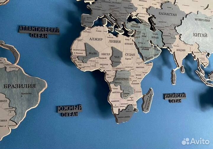 Карта мира из дерева/ панно на стену