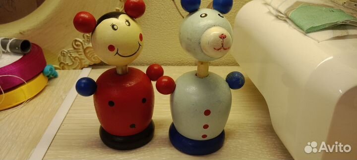 Деревянные игрушки: Божья коровка и овечка