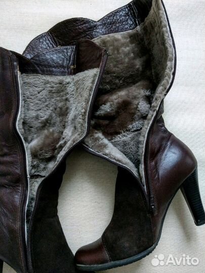 Сапоги (зима) нат замша/кожа 38р