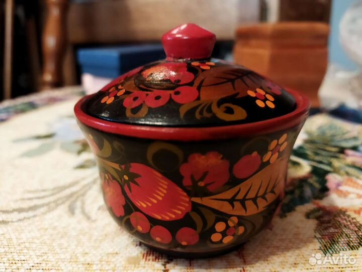 Солонка деревянная роспись хохлома