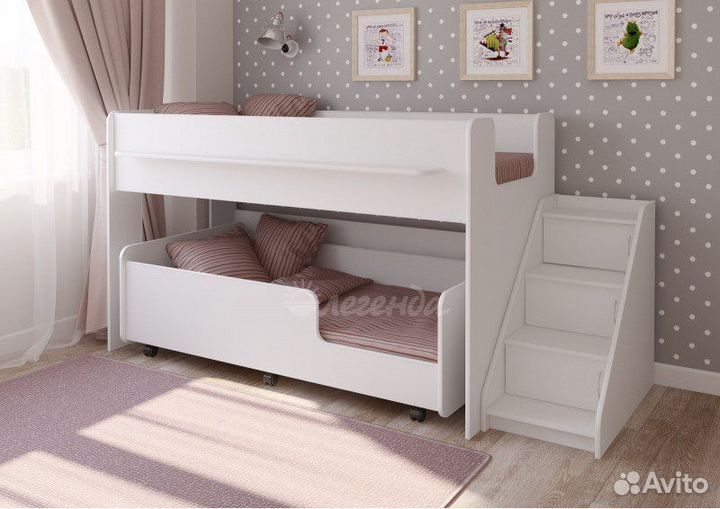 Детская выкатная кровать для двоих детей