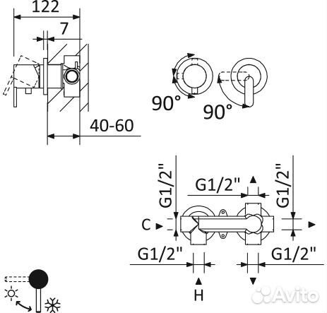 Встраиваемый смеситель cezares leaf-vdim3-L-01