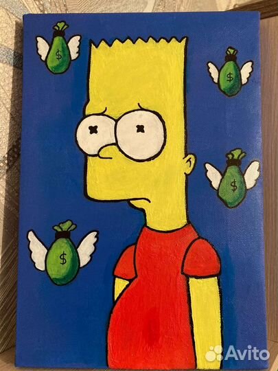 Интерьерная картина на холсте Барт Симпсон