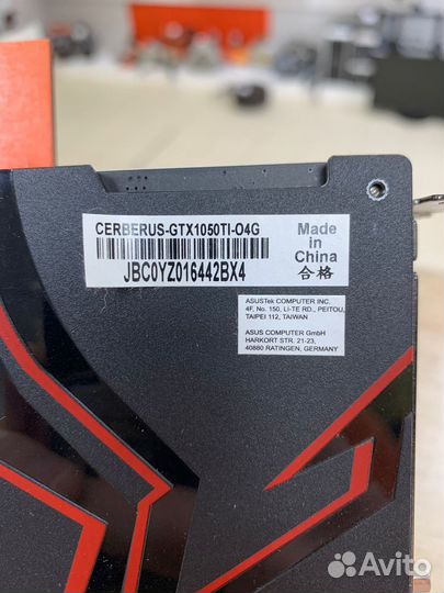 Видеокарта asus Cerberus GeForce GTX 1050 Ti OC 4G