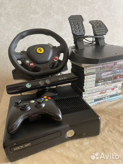 Xbox 360 Прошитый 250gb+Руль с педалями и Диски