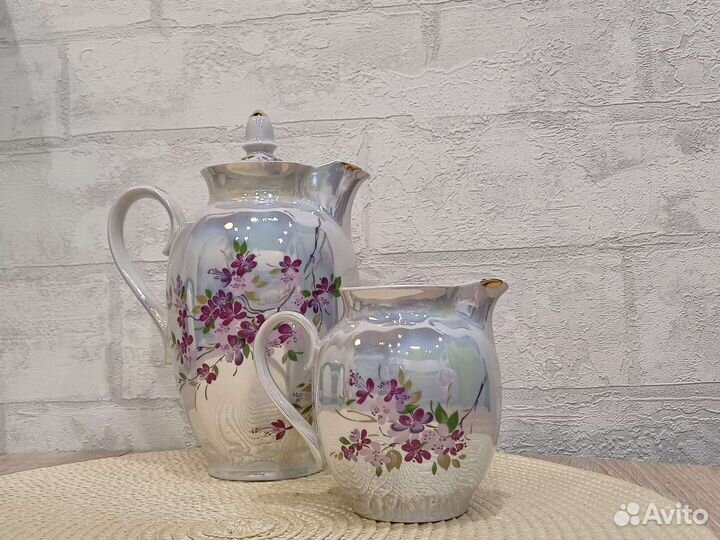 Кофейник+молочник Дулево фарфор винтаж