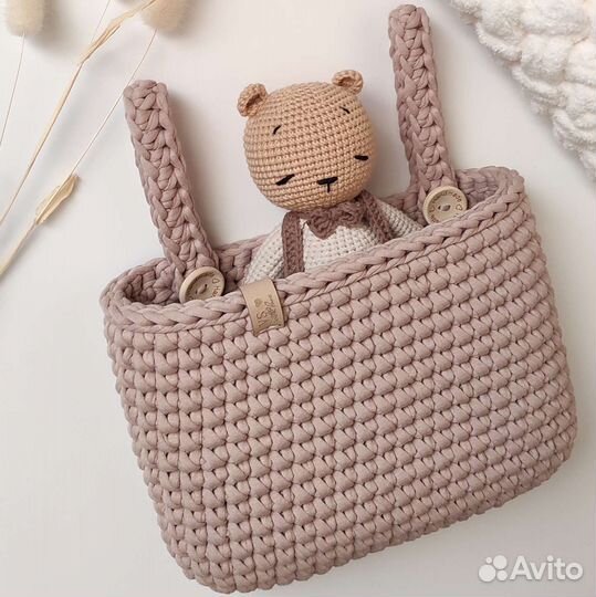 Корзина подвесная вязаная