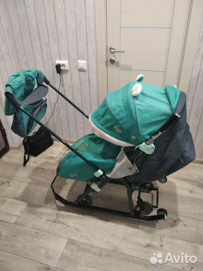 Детские санки коляска с колесами