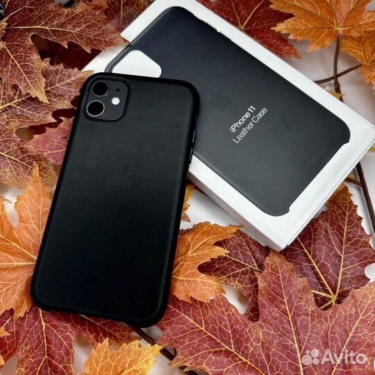 Оригинальный кожаный чехол iPhone 11
