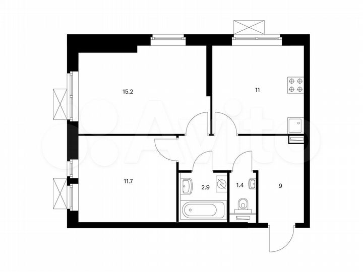 2-к. квартира, 51,2 м², 29/33 эт.