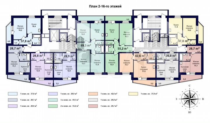 Квартира-студия, 28,8 м², 15/16 эт.