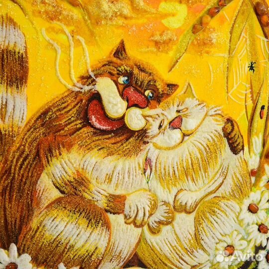 Картина из янтаря с котами - Любовь Array