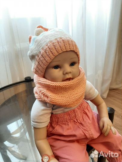 Шапочка и снуд для малышей от 6 мес до 1,5 лет