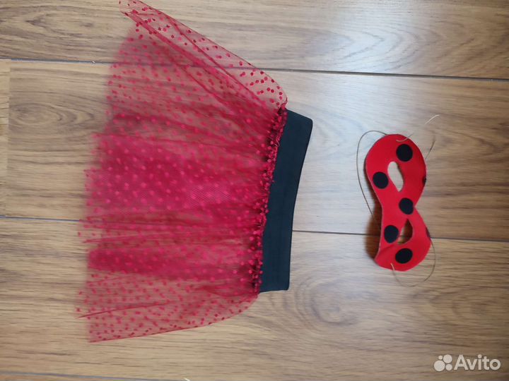 Костюм Леди Баг 130 см (комбинезон, юбка, маска)