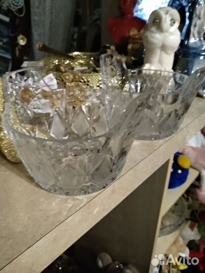 Хрустальная ваза «Ушат». Салатница. Хрусталь СССР