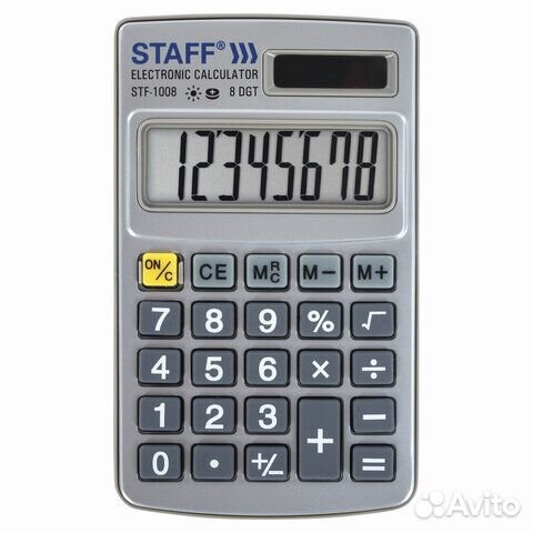 Калькулятор карманный металлический staff STF-1008