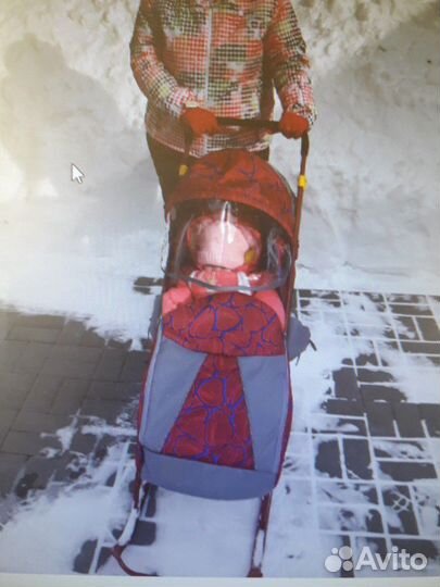 Санки- коляска 2 колесика сзади