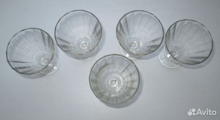 Лафитники-5 шт вместе,h- 7,5 см, 16-ть граней,ссср