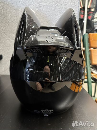 Мото шлем с ушками кошки бэтмана